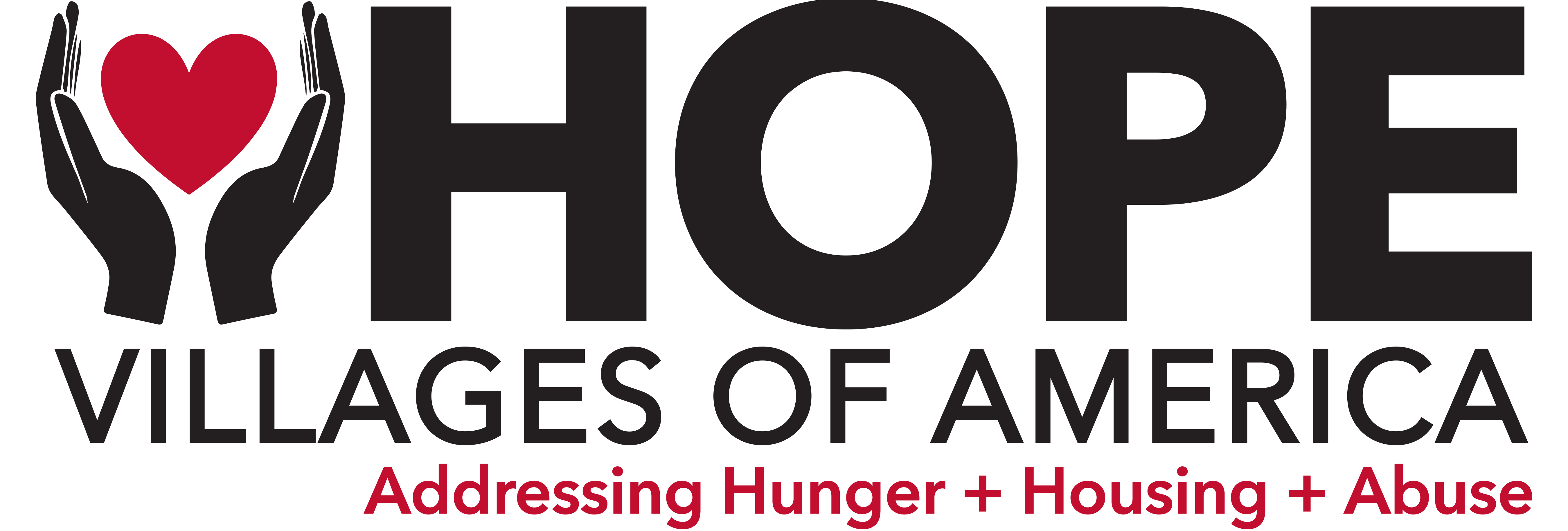 Hope Villages of America - Addressing Hunger + Housing + Abuse (logo)