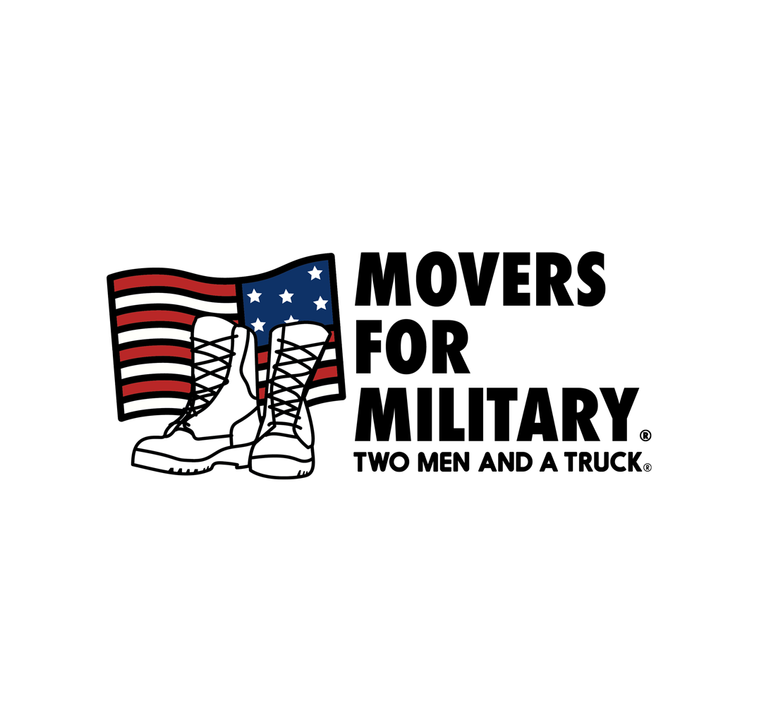 movers for military charity logo with a US flag and boots