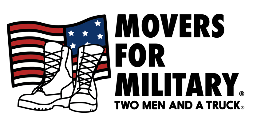 movers for military charity logo with a US flag and boots