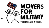 Logo for movers for military by two men and a truck