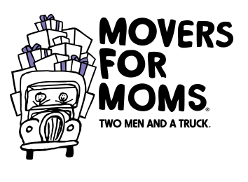 Movers for Moms logo - truck full of gifts