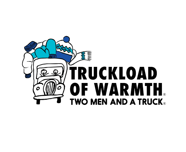Truckload of Warmth logo showing clothes being carried by a moving truck