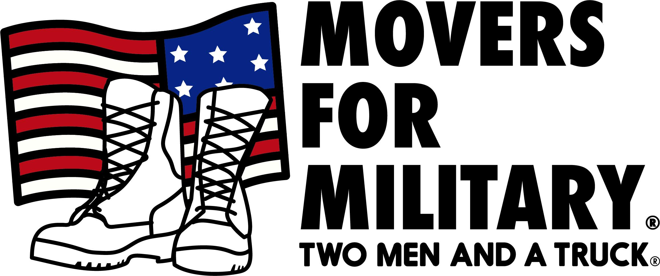 movers for military charity logo with a US flag and boots