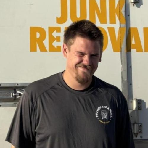 Mover against moving truck background. 