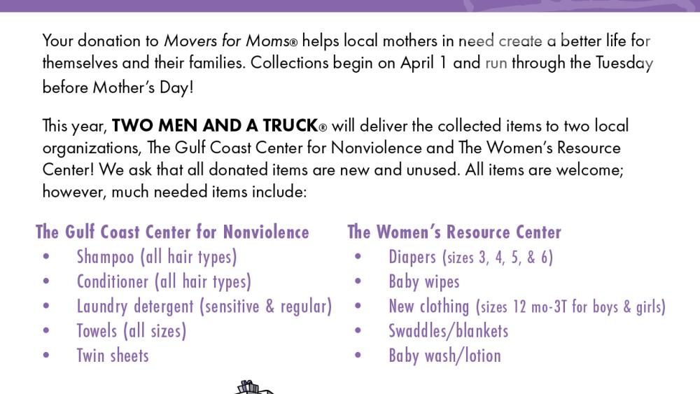 Movers for Moms Wish List 2025