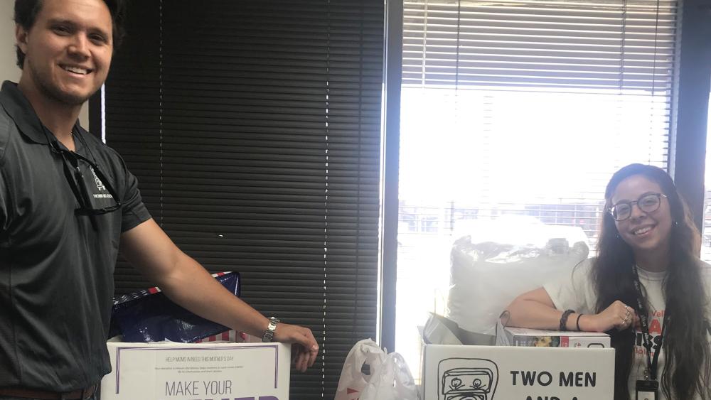Our marketer dropping off donations to the YWCA