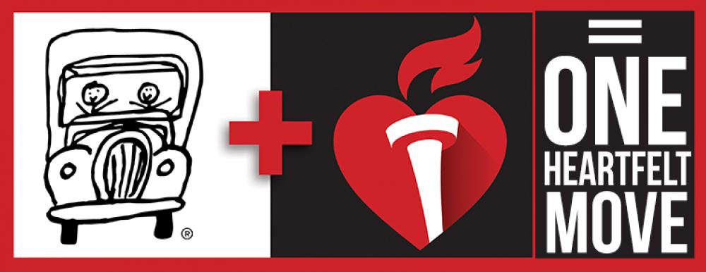 two men and a truck logo with american heart association logo