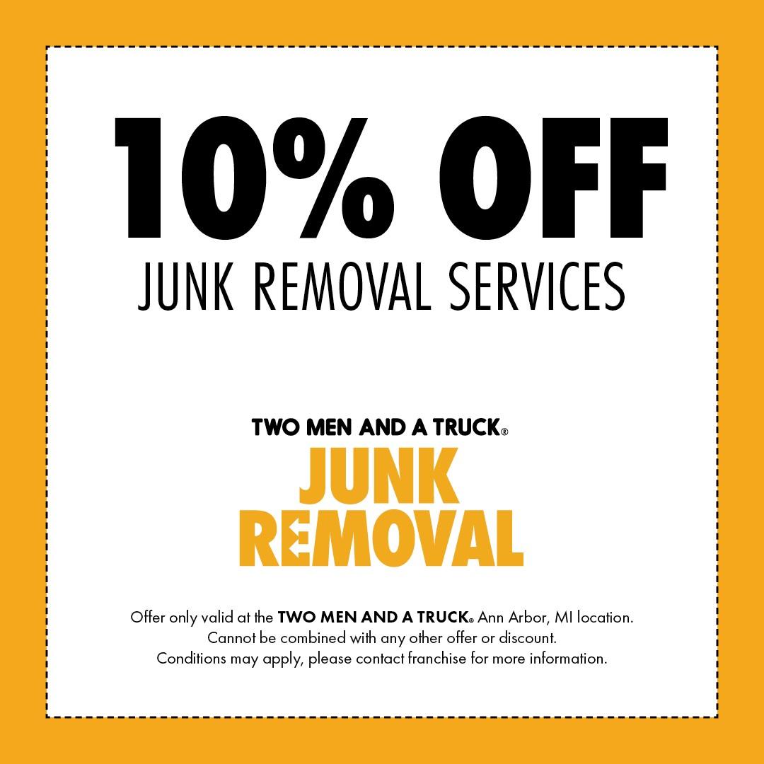 Digital coupon offering ten percent off local junk removal services
