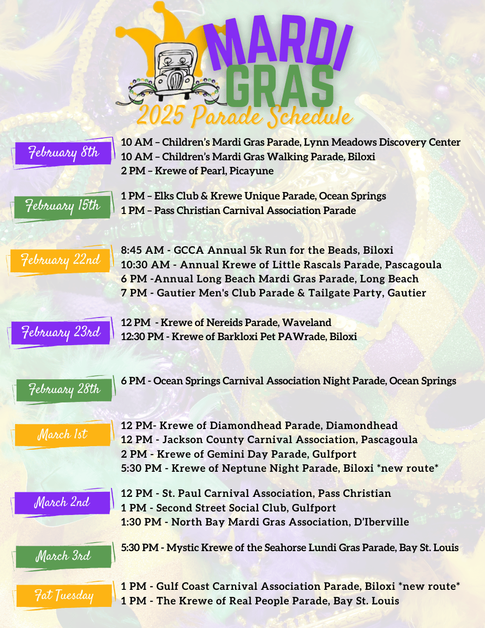 Mardi Gras Parade Schedule MS Gulf Coast