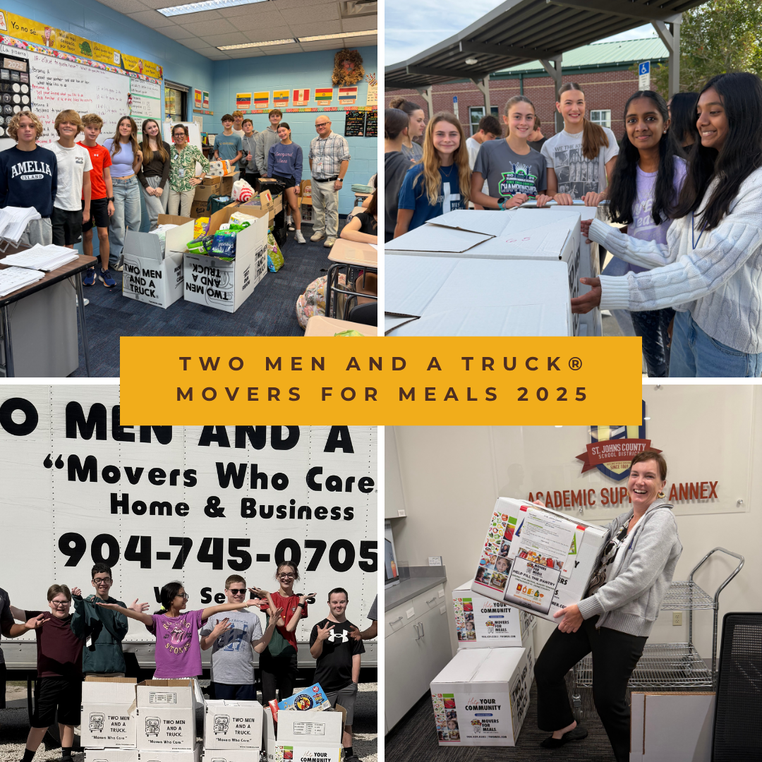 St. Johns County students collecting food for TWO MEN AND A TRUCK® Movers for Meals® 2025 campaign.
