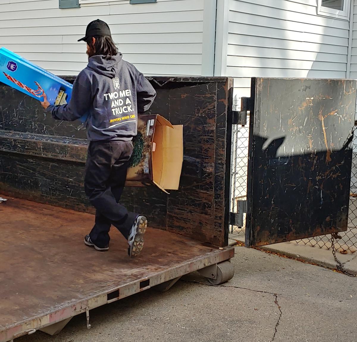 Two Men and a Truck at a junk removal job in freeport il