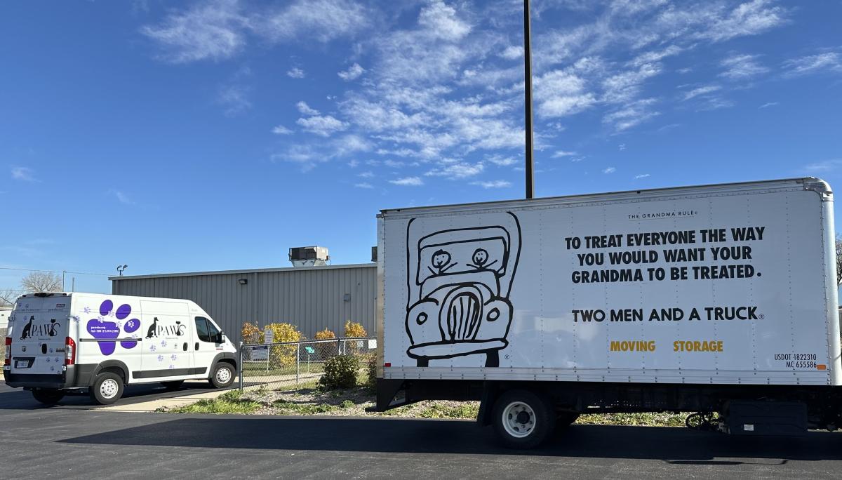 rockford movers delivering donations to PAWS 