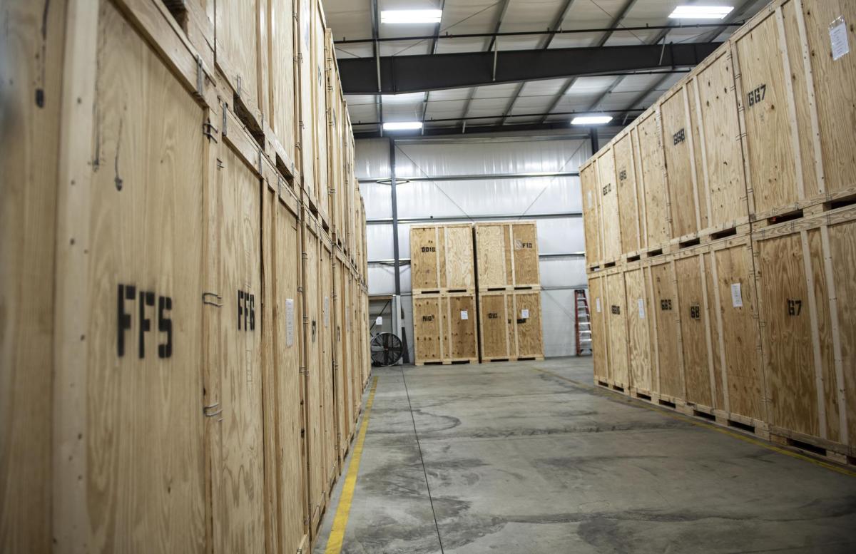 Storage crates lined up