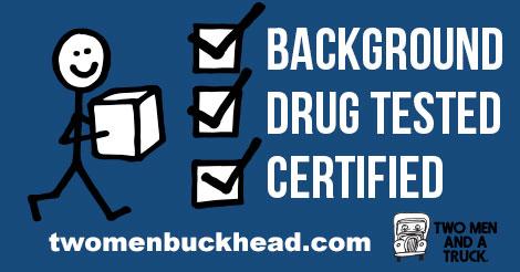 image that says movers are certified, background and drug tested