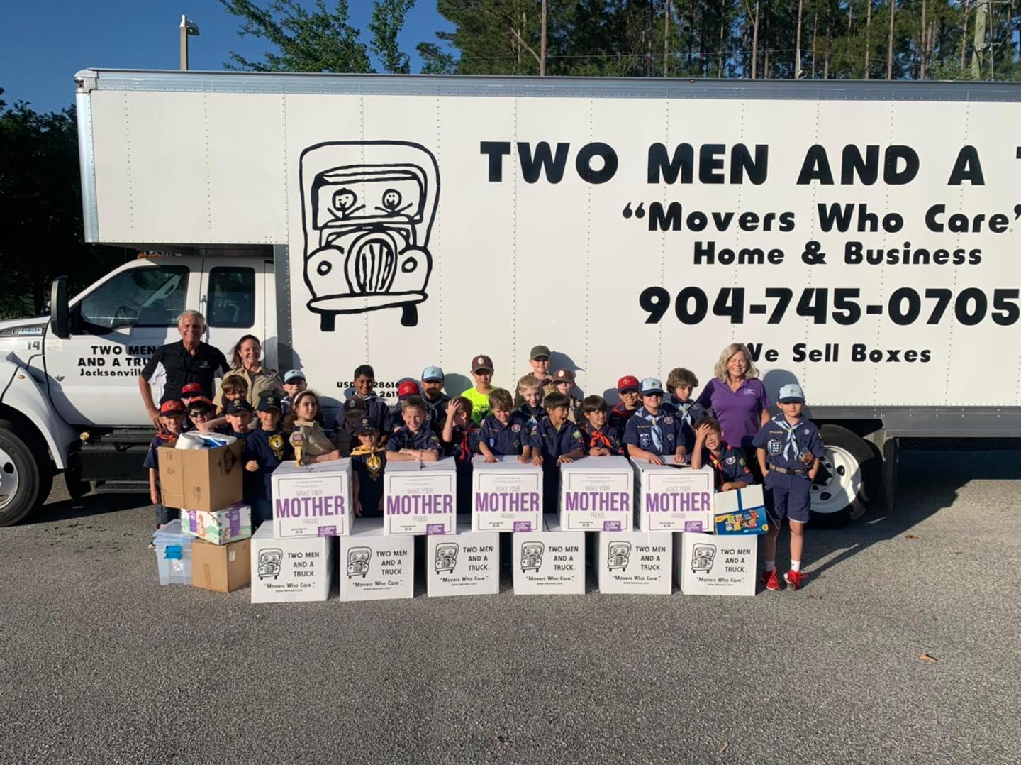 Two Men And A Truck Partner with St. Johns County Cubscouts Pack 111 for Movers for Moms