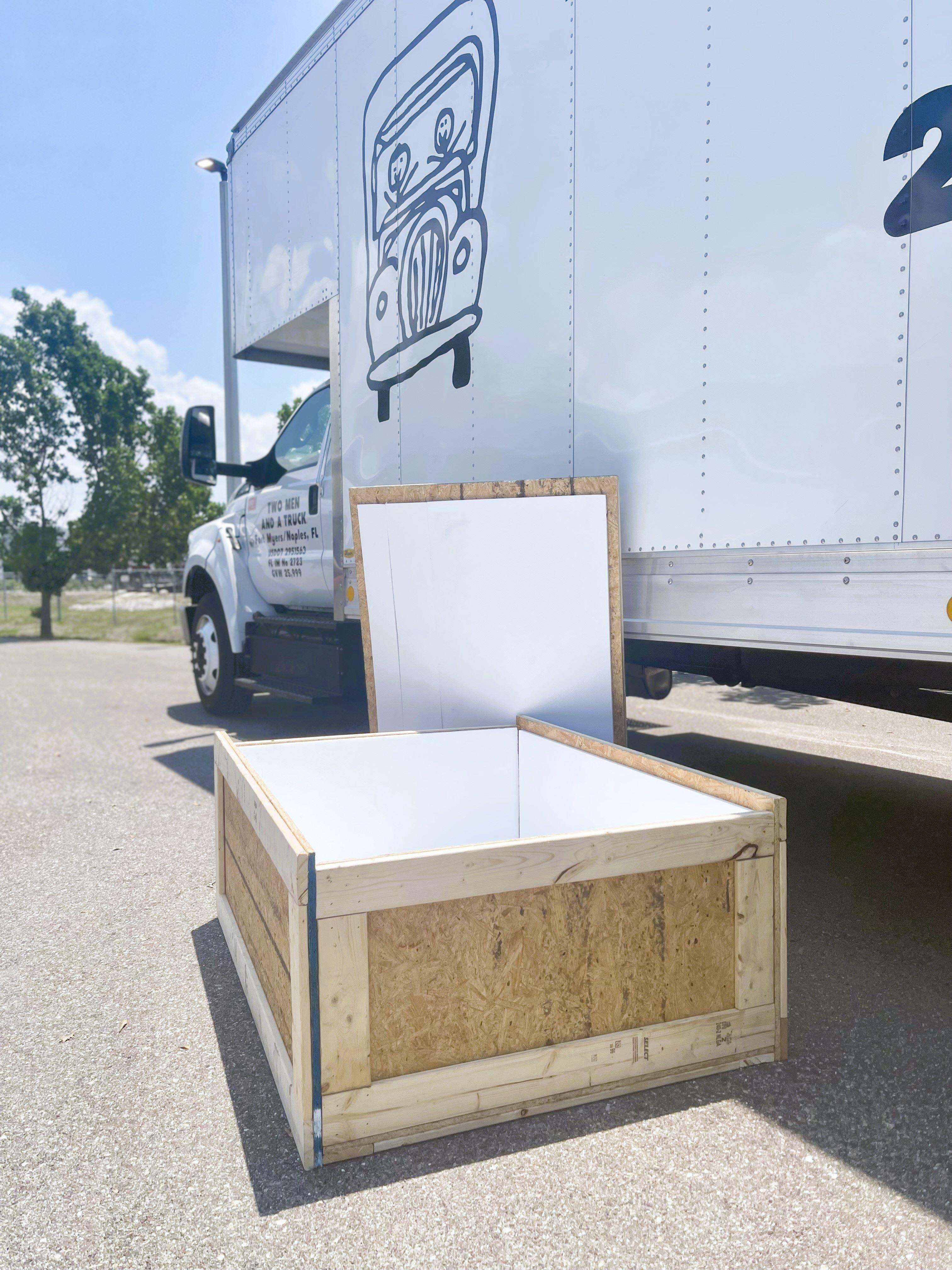 Wooden crate with truck  