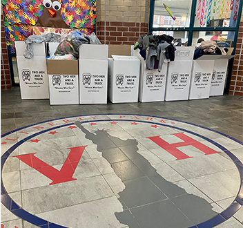 Donation boxes at VHELP for TRUCKLOAD OF WARMTH