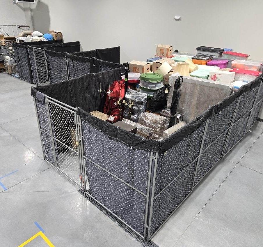 Pocatello location&#039;s storage area with caged off sections for individual customers