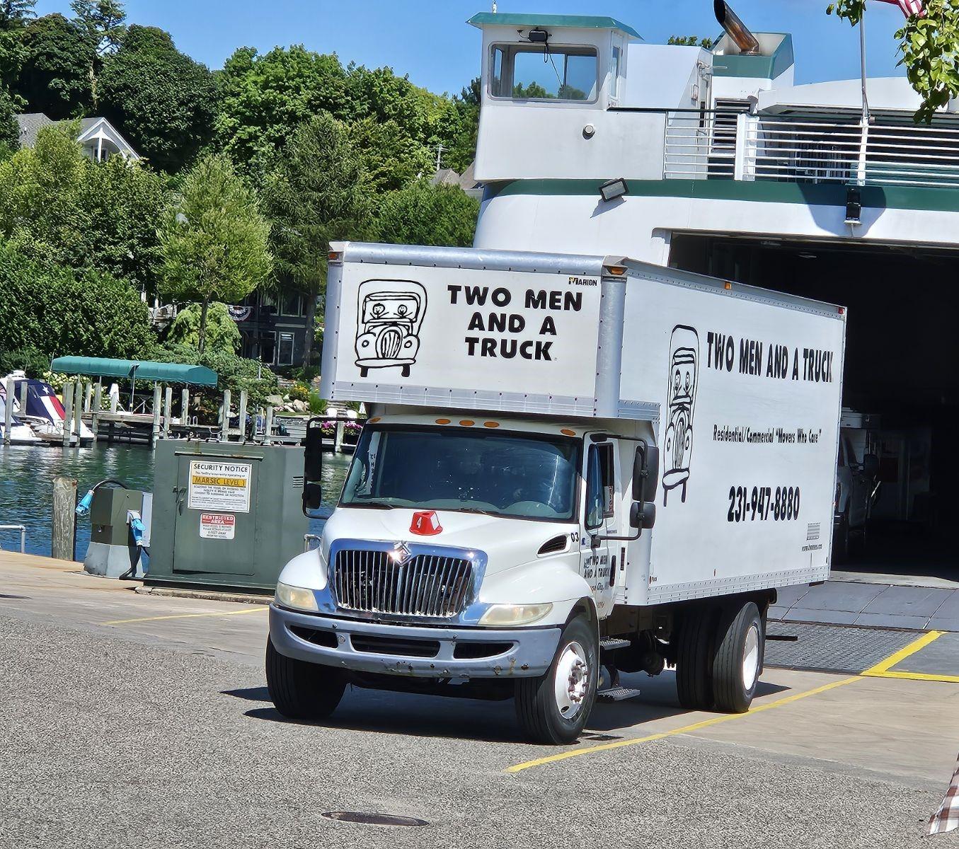 Truck departing ferry