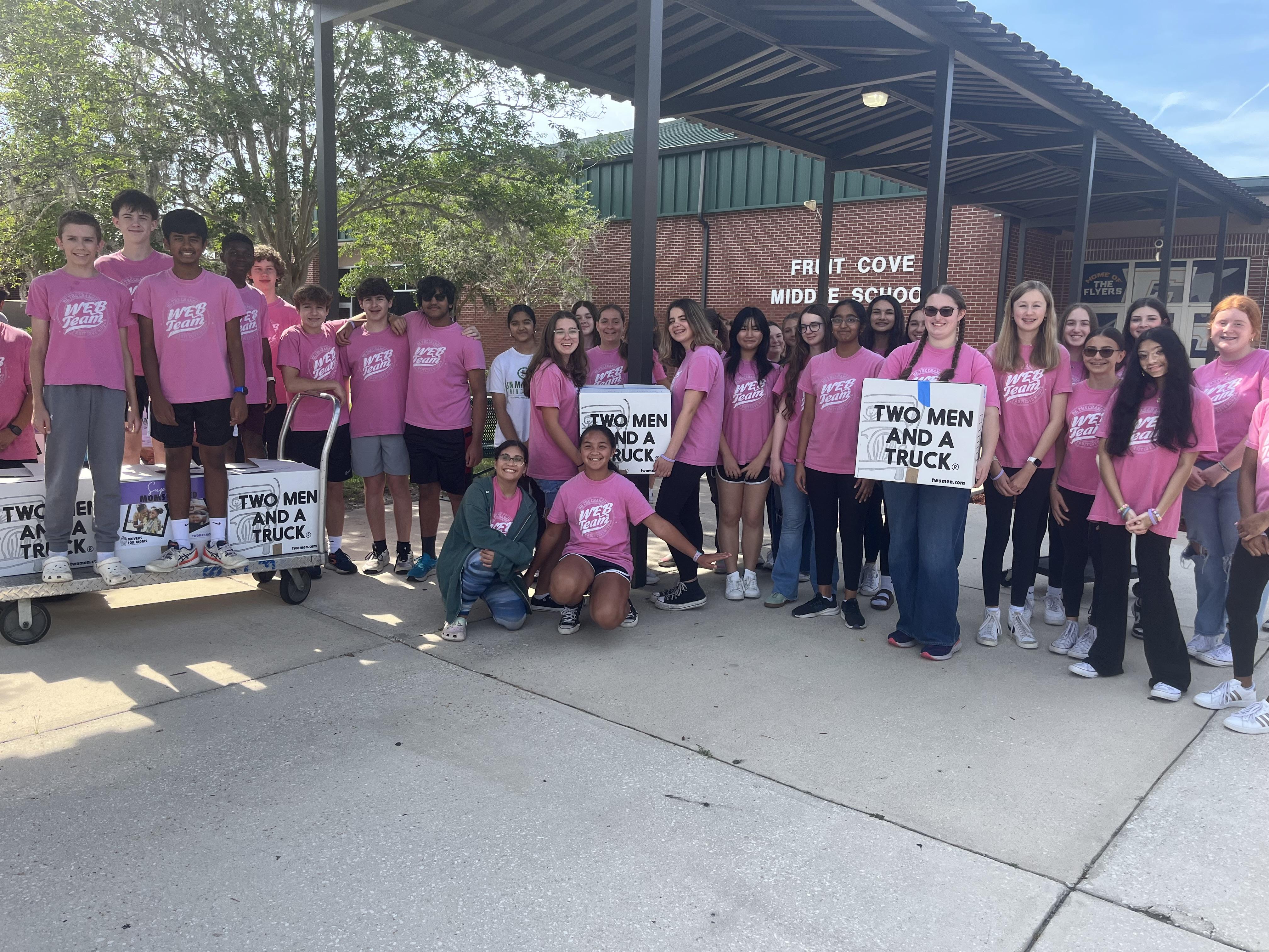 Students from Fruit Cove Middle School helped sort and pack donations, learning firsthand about the power of community service.