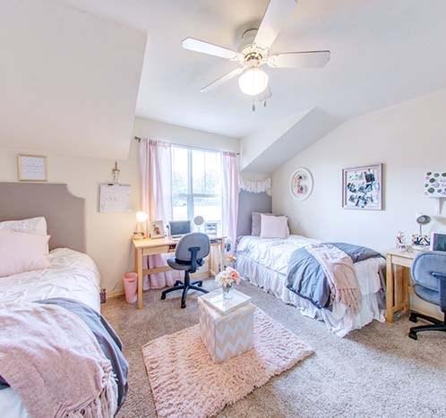 Fully decorated girl's dorm room