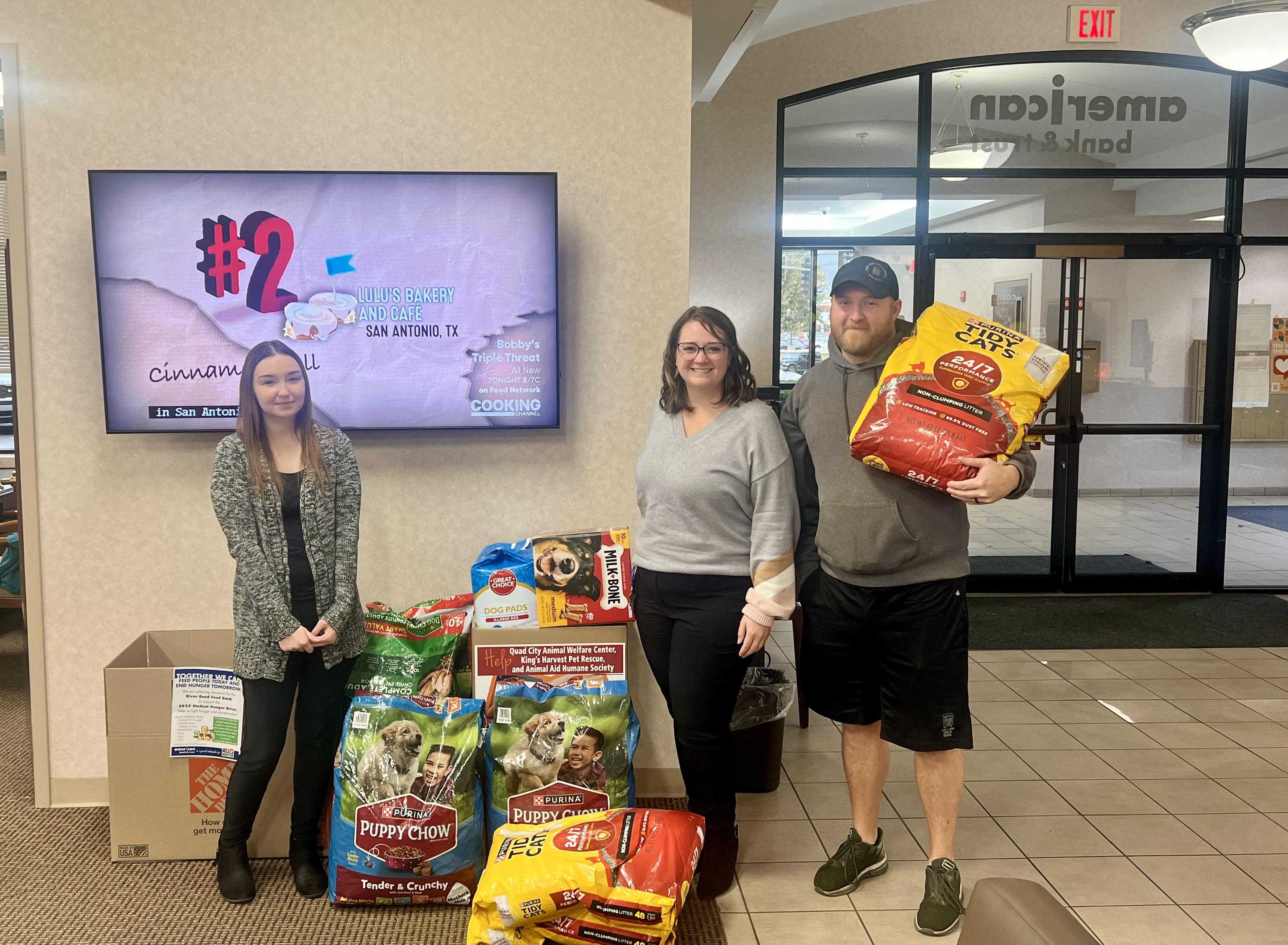 donation pickup at American Bank and Trust in Davenport, IA