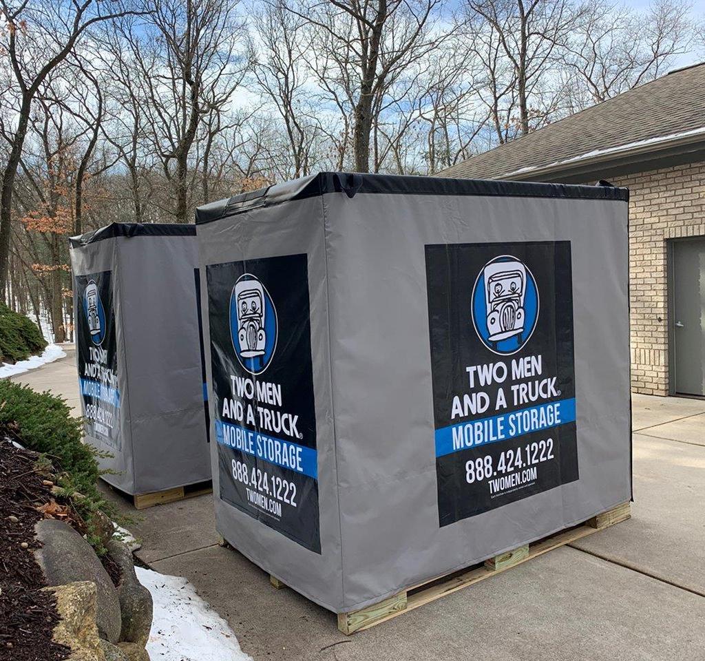 Photo of two Mobile Storage containers in a customer&#039;s driveway