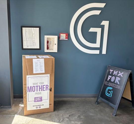 A movers for moms box in an office