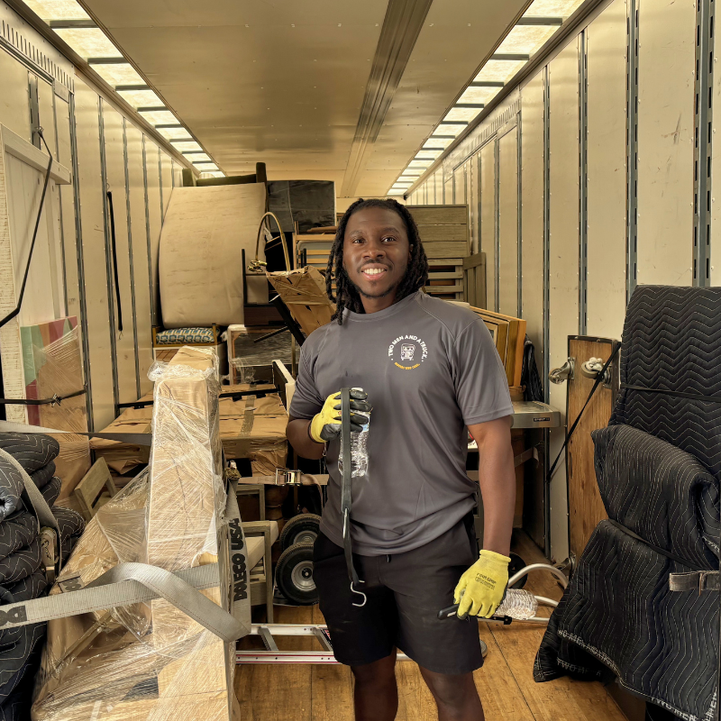 Mover standing inside a truck