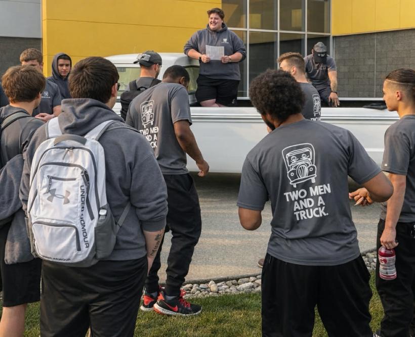 Drivers and movers getting together before the move