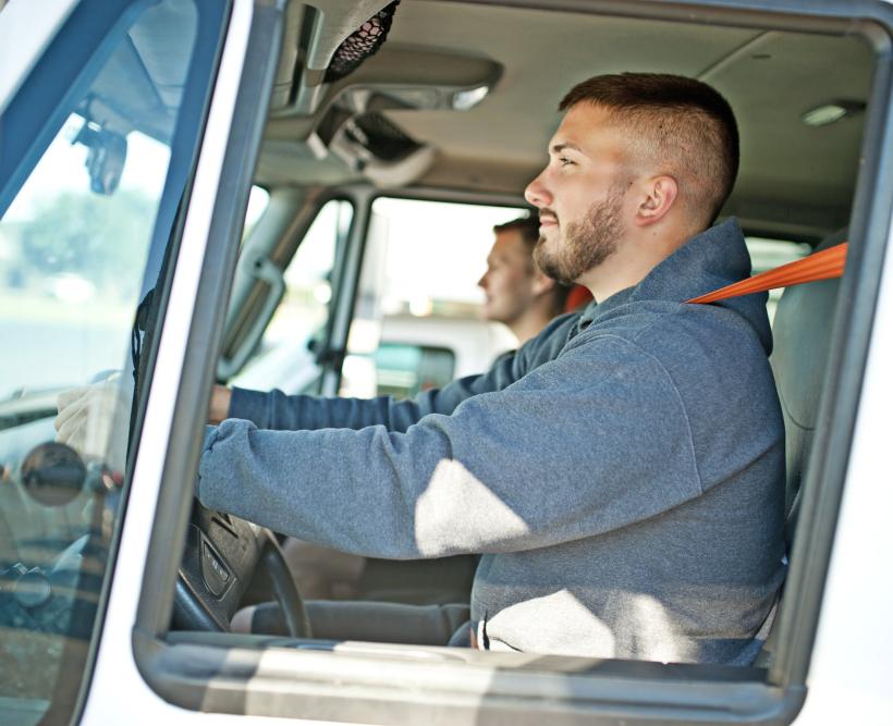 Professional Moving Team in Truck