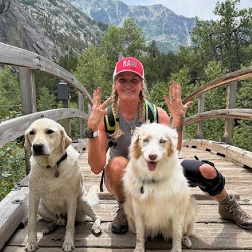 Tina Loving the Outdoors with her dogs