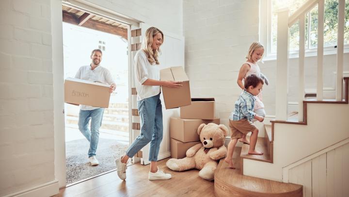 Family moving into new home 