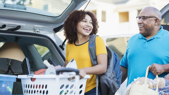 A student moving into college housing 