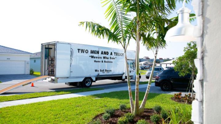 Truck in front of house