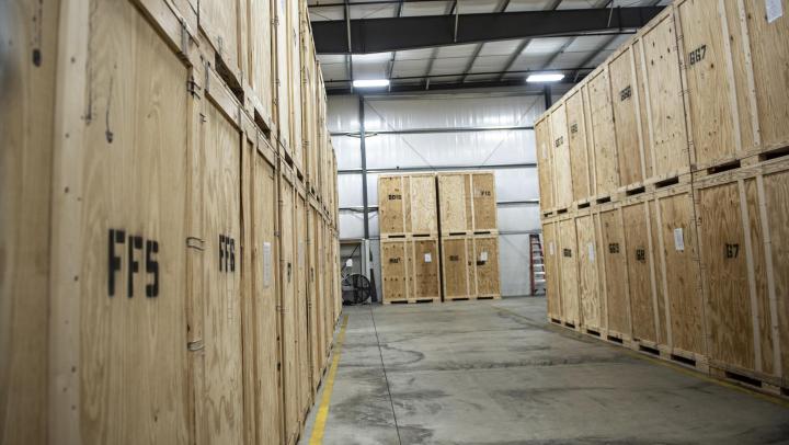 Storage crates lined up