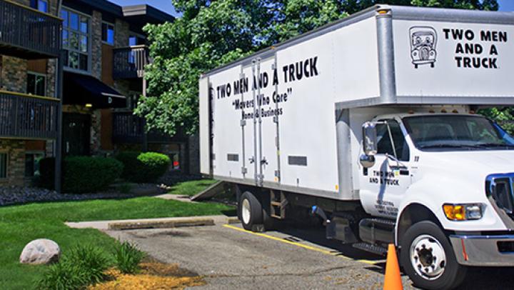 Moving Truck Outside Residence Hall Thumbnail