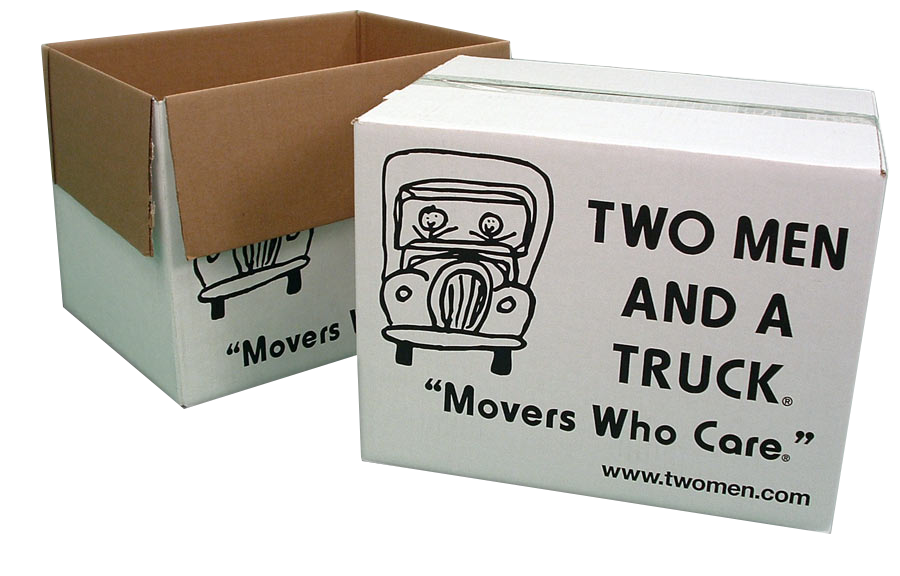 two small cardboard moving boxes